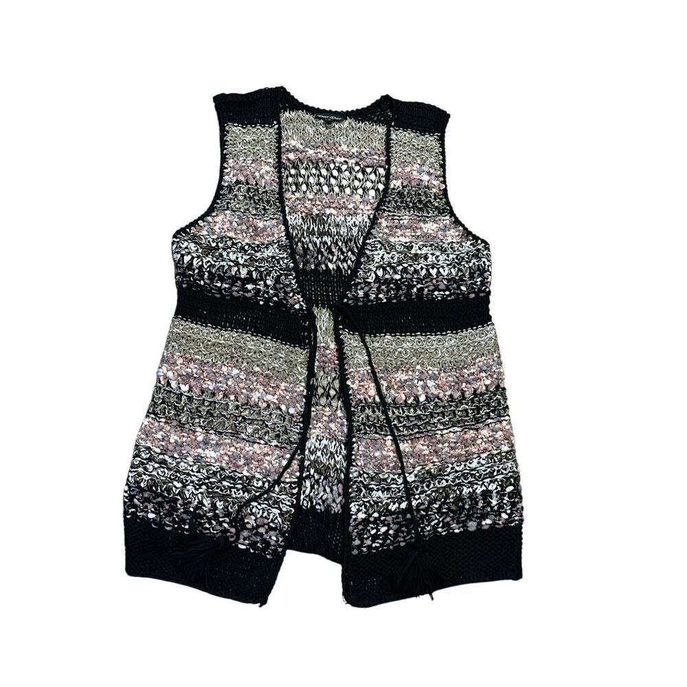 Dor Dor boho hippie crochet sweater vest cardigan L
